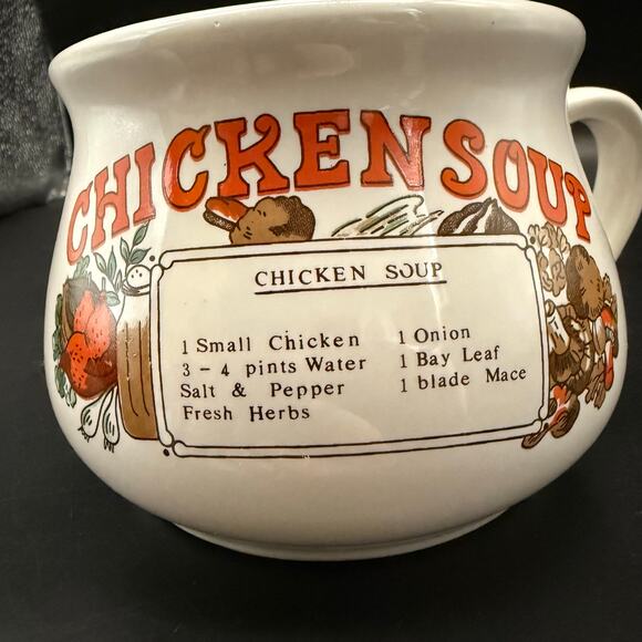 Vintage Chicken Soup Recipe Tabletops Unlimited Ceramic Soup Mug Bowl - Picture 5 of 9
